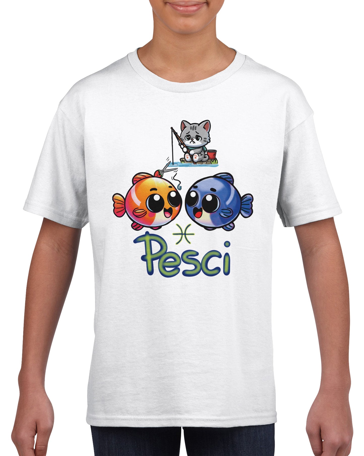 T-shirt girocollo classica per bambini pesci