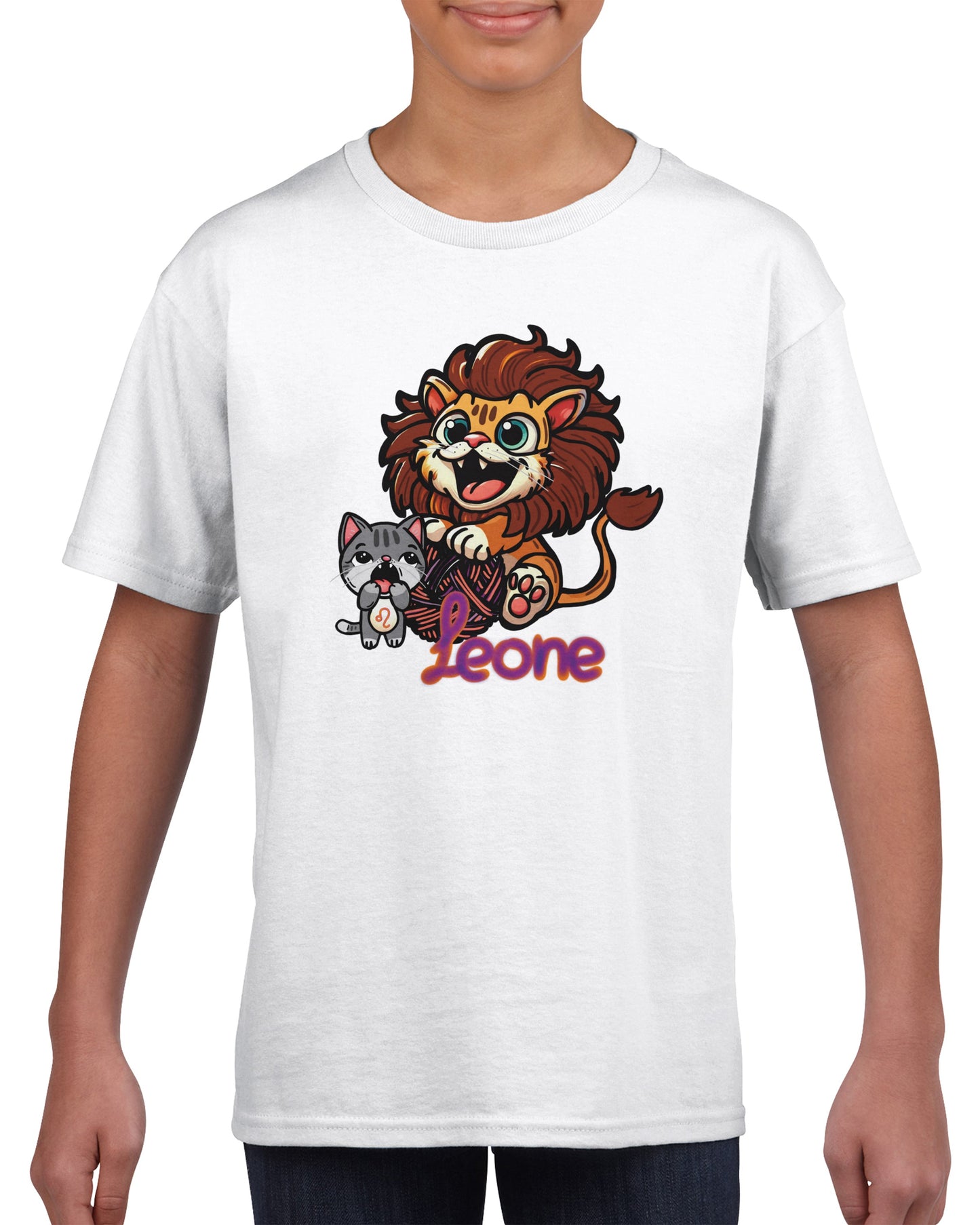 T-shirt girocollo classica per bambini leone